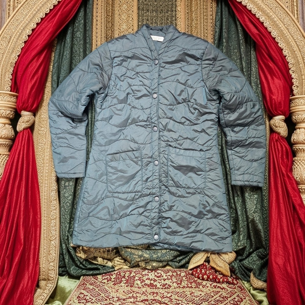 All About You Deepika Padukone Quilted Jacket Blue Grey Onion Puffer Coat Small